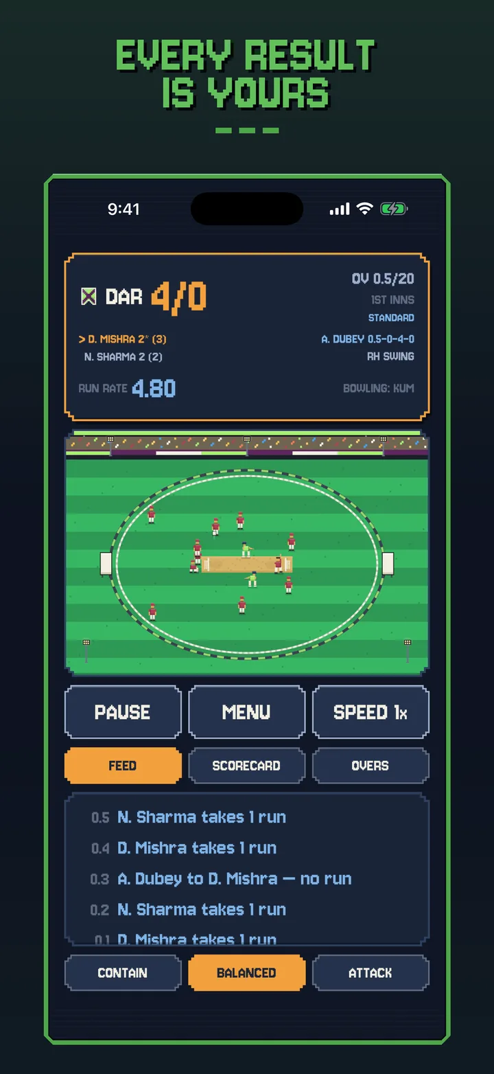Cricket Club Manager — a live T20 match in play, EVERY RESULT IS YOURS