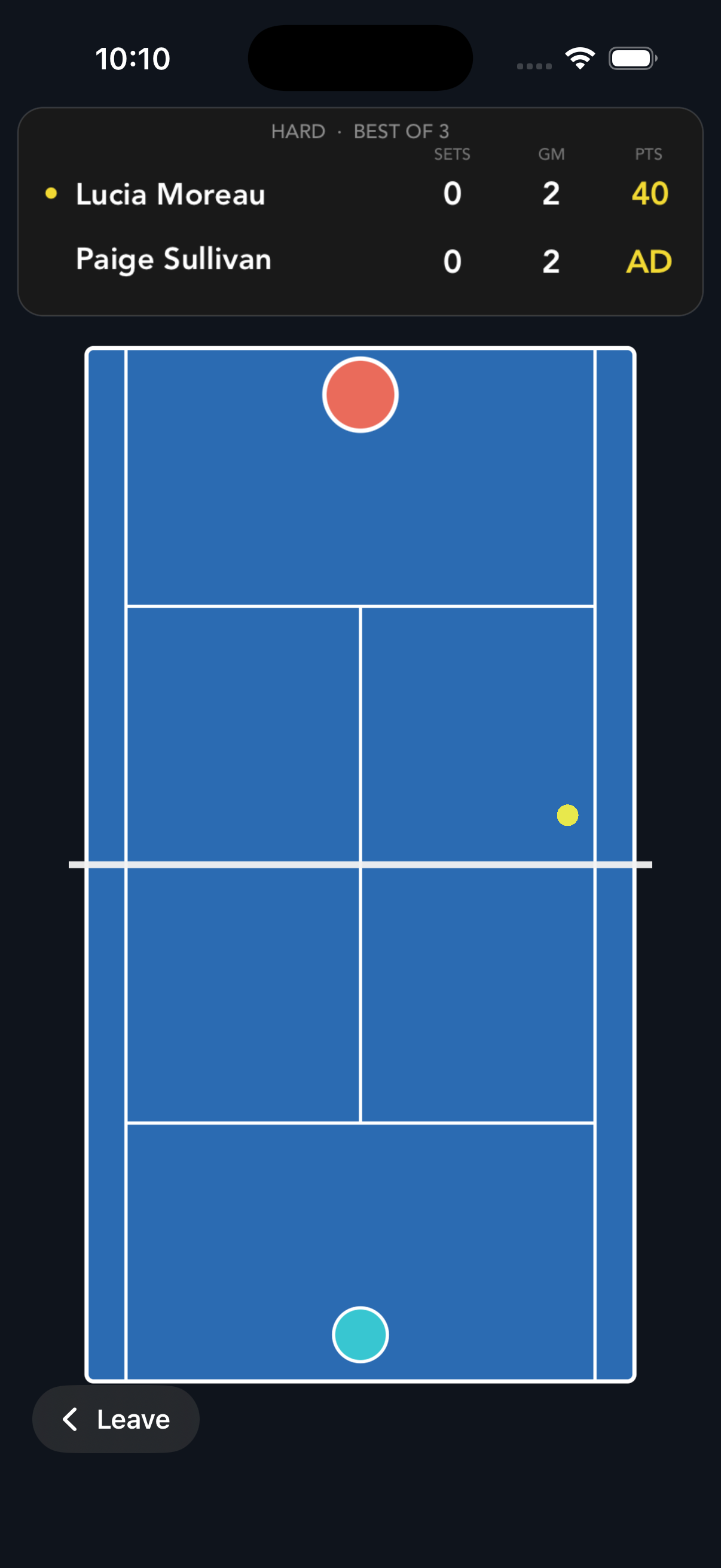 Tennis Coach — live match
